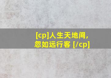 [cp]人生天地间,忽如远行客 [/cp]